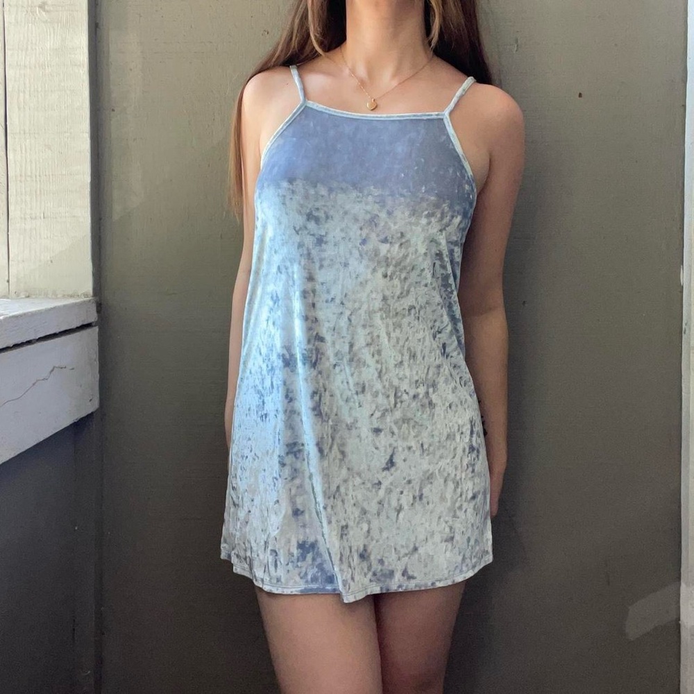 Art Class Blue Velvet Mini Dress